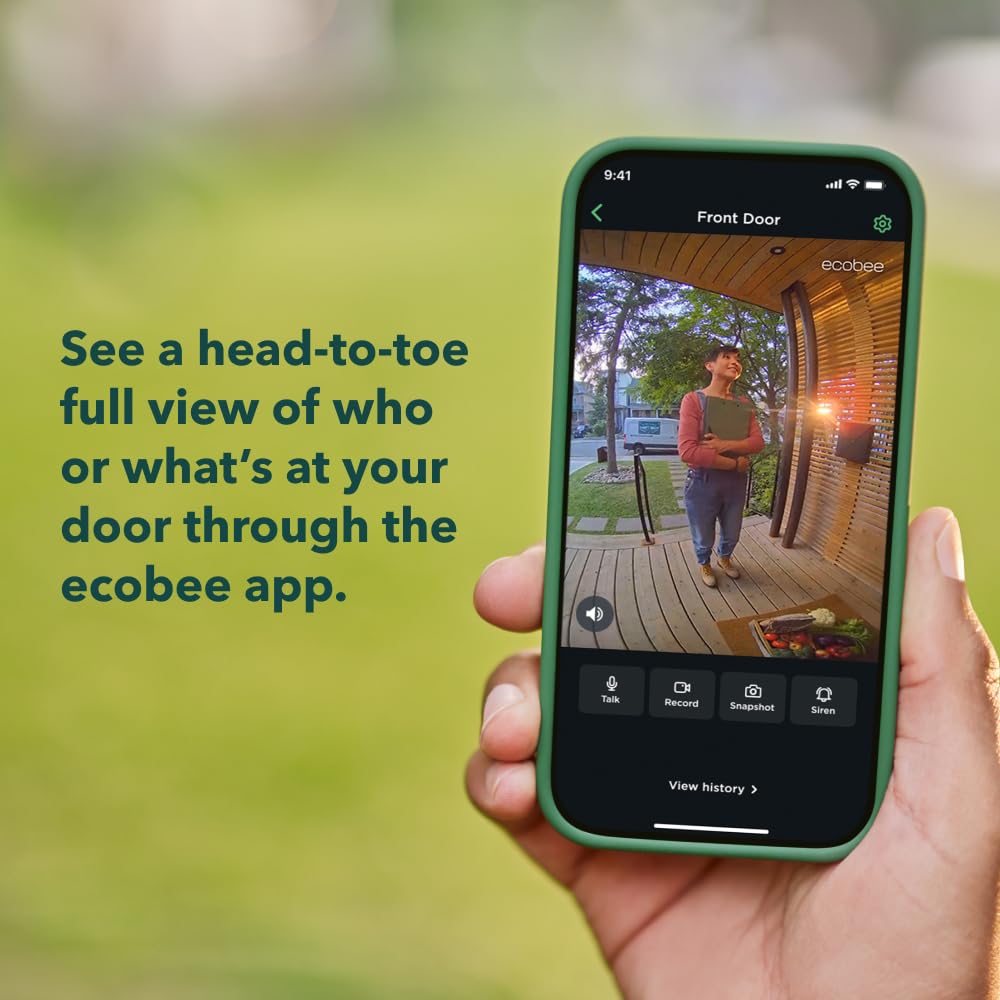 ecobee Smart Video Doorbell Camera Wired 1080p HDR, Smart Alerts
