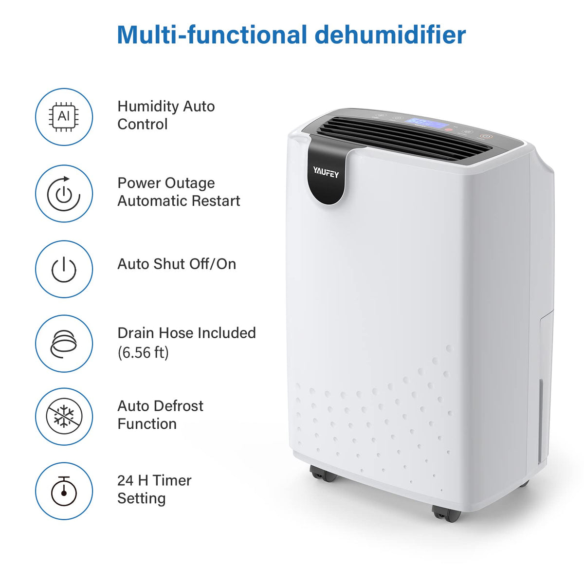 31 Pint Dehumidifier for Basement Home 2500 Sq. Ft. with Drain Hose