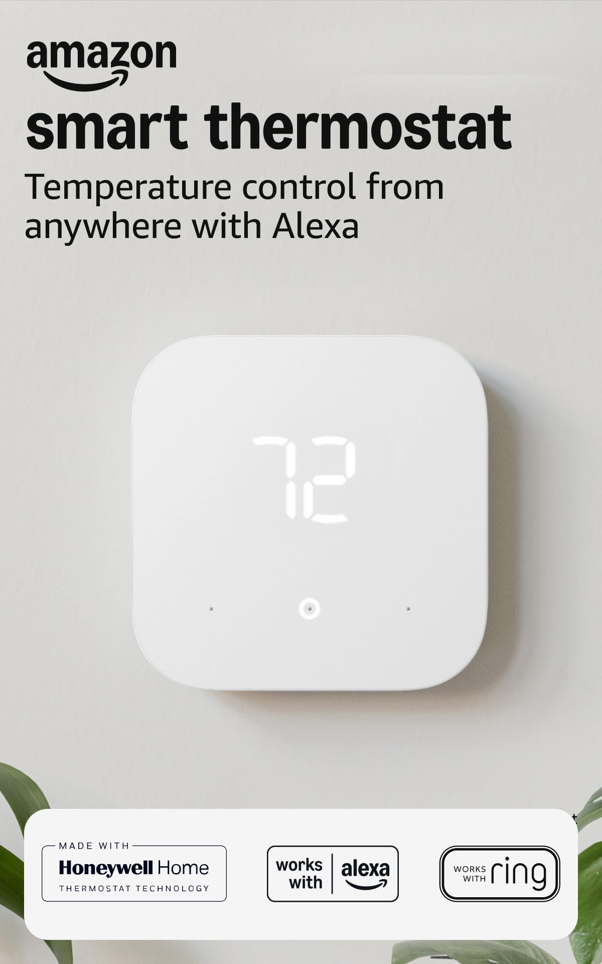 Amazon Smart Thermostat – Save money and energy - Works with Alexa and Ring - C-wire required (Pack of 2)