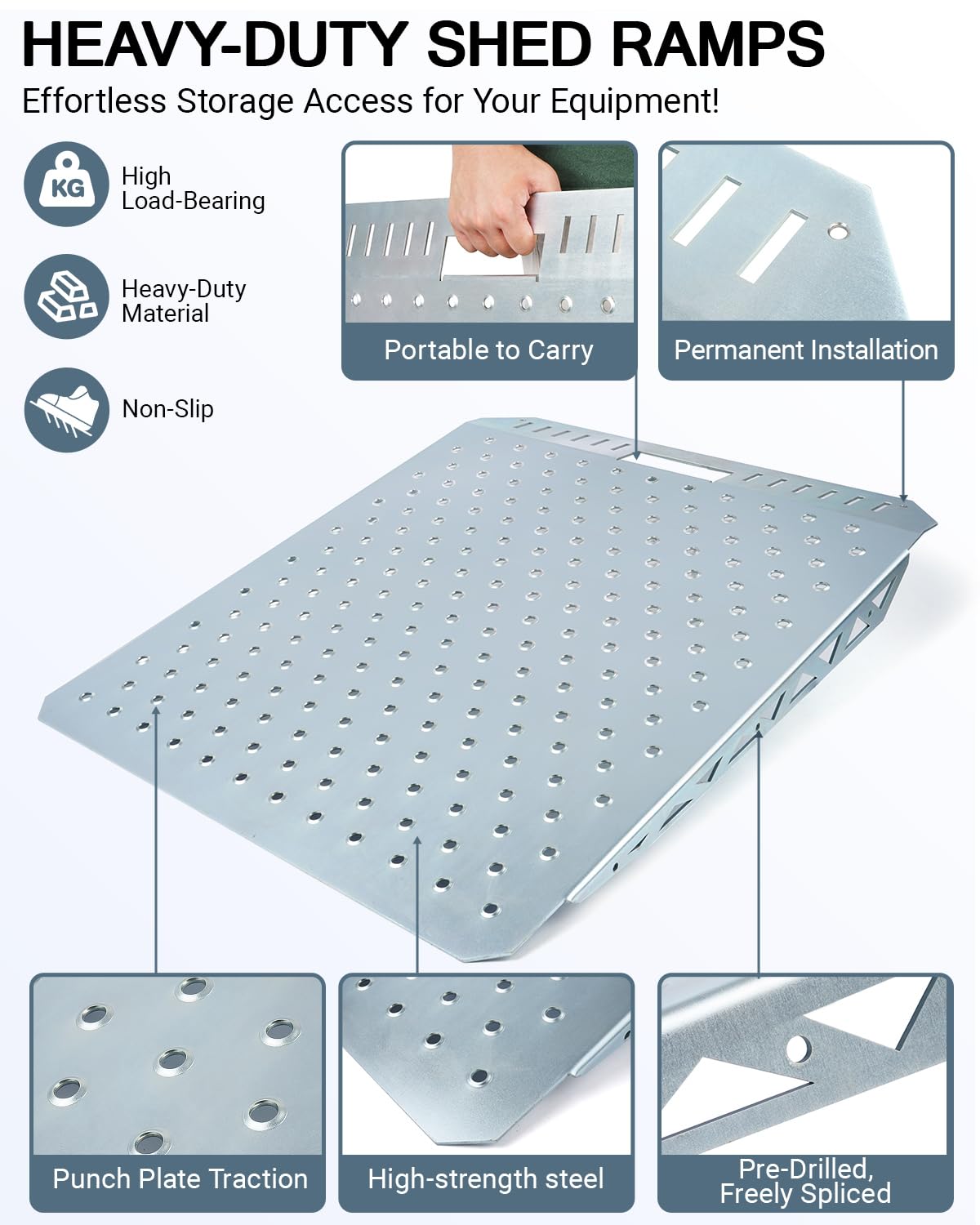 Heavy-Duty Shed Loading Ramps Kit, 29 x 24 Inch, 2PCS