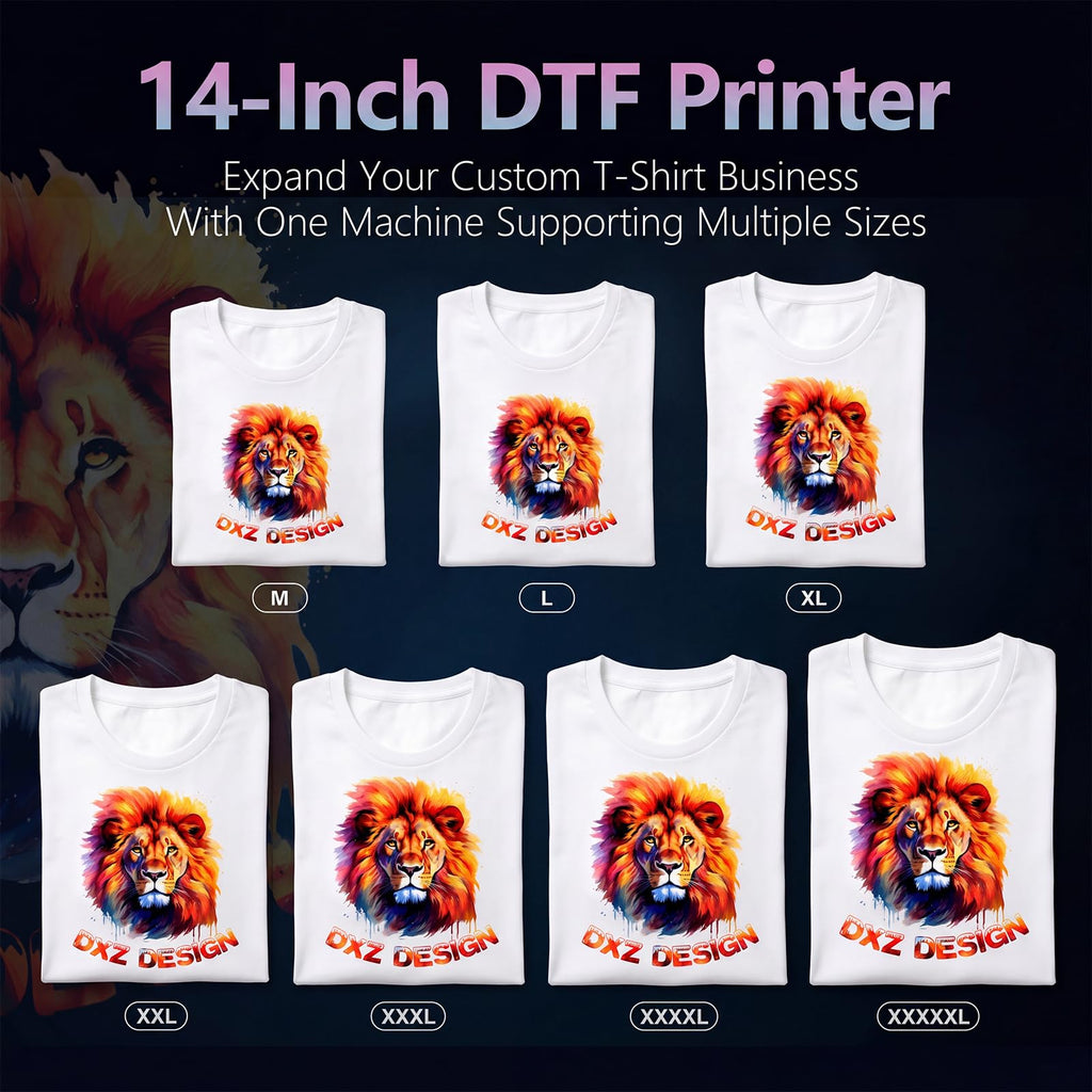 DXZ 2026 14'' A3 DTF Printer with i3200 Printhead, 3X Faster High-Speed DTF Machine, A3 Print in 2 Minutes, 720×3660 DPI, White Ink Circulation System, 24/7 Auto-Maintenance, 2-Year Ink Included
