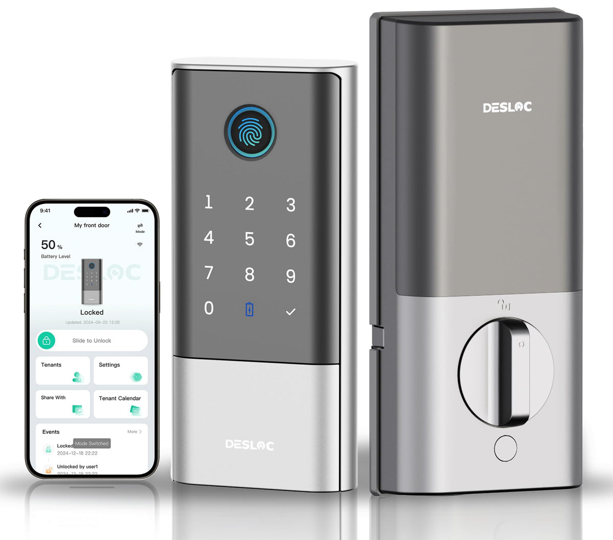 DESLOC Fingerprint WiFi Smart Lock, K120 Keypad Deadbolt Up to 16 Months