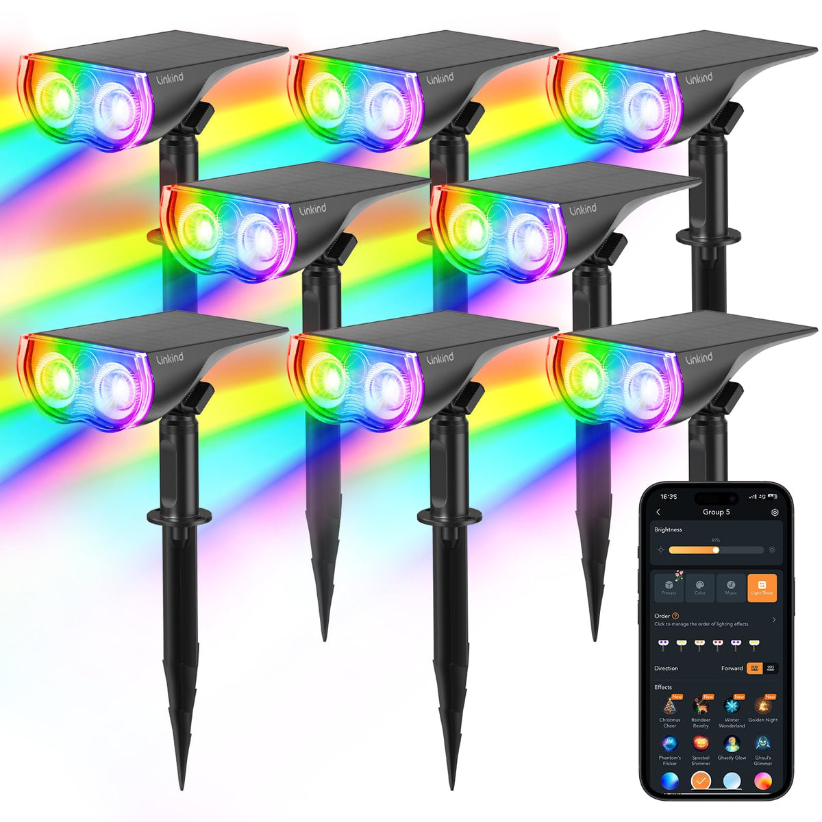 Linkind Smart Solar Spot Lights Outdoor SL5C, IP67 Halloween Lights Outdoor