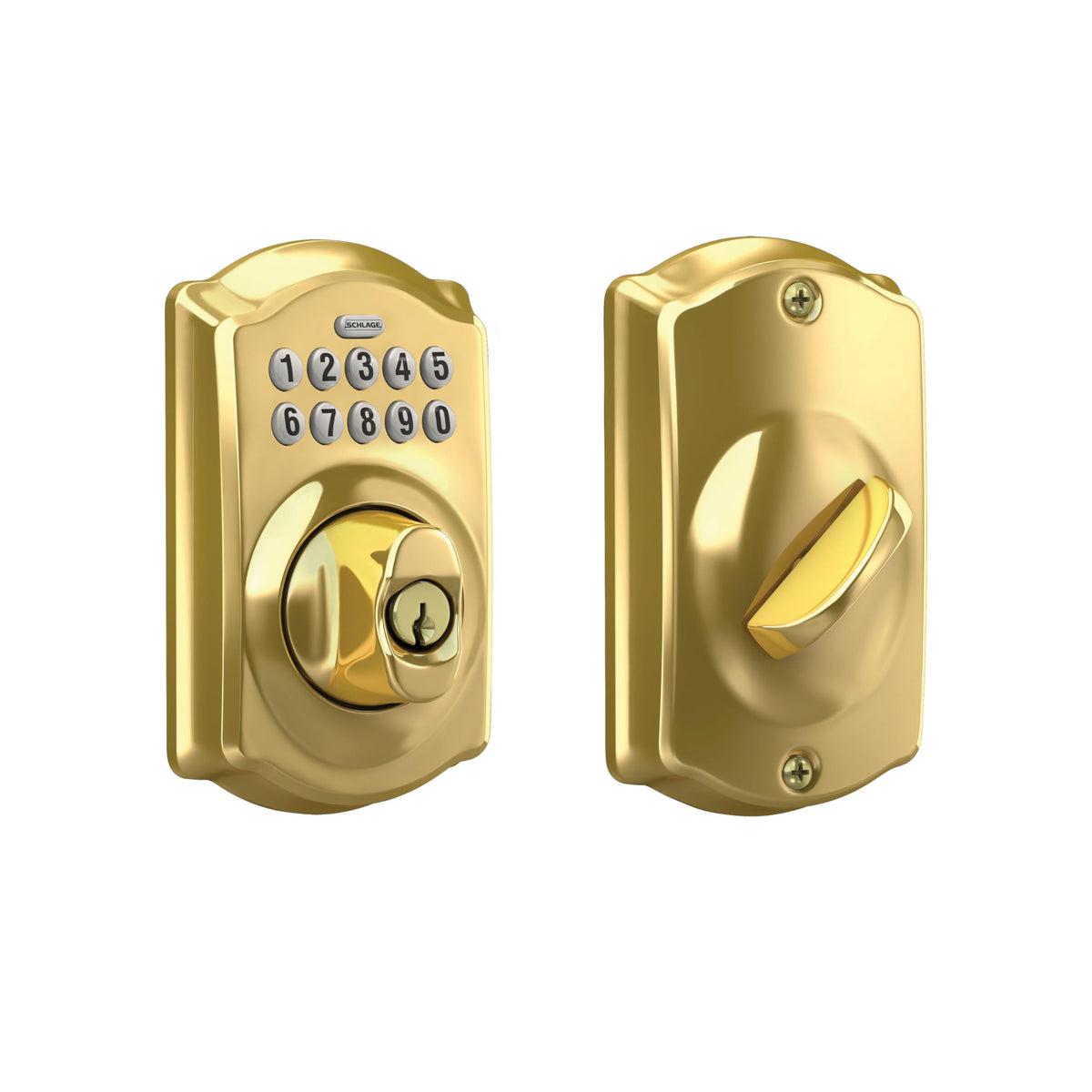 Schlage Electronic Keypad Deadbolt Lock, Camelot Trim, Satin Nickel
