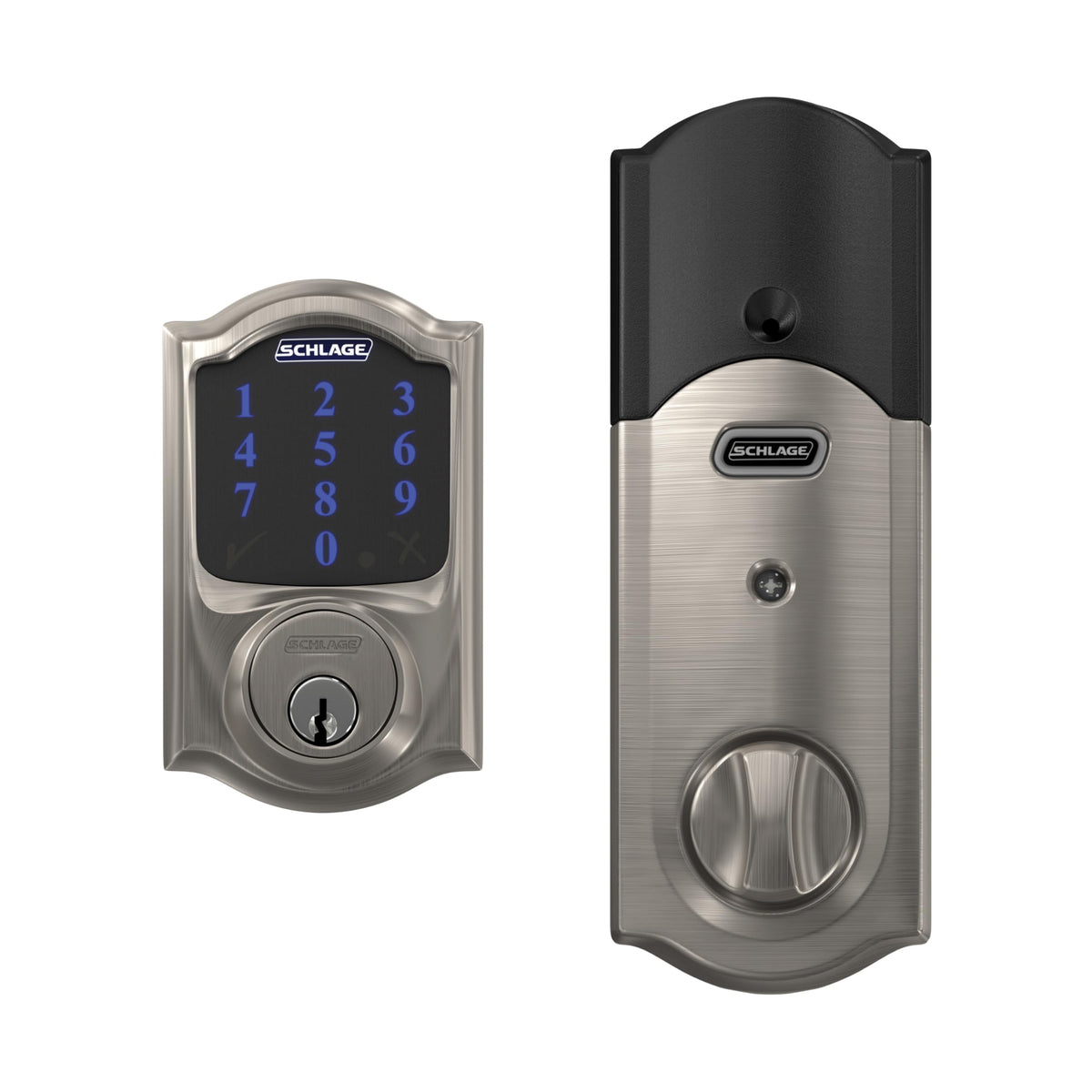 Schlage Connect Smart Deadbolt Lock with Camelot Trim, Satin Nickel