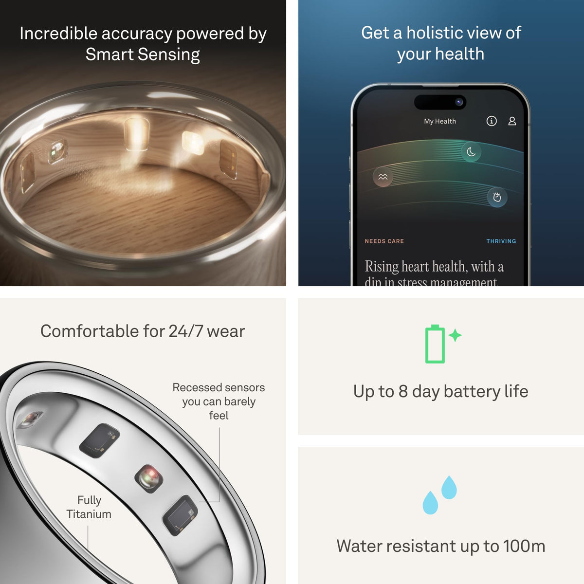 Oura Ring 4 Smart Ring - Silver - Size 7