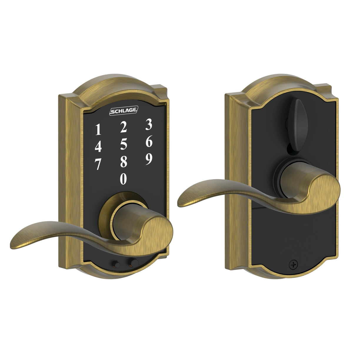 Schlage Touch Electronic Lock, Lever Handle, Century Trim, Matte Black