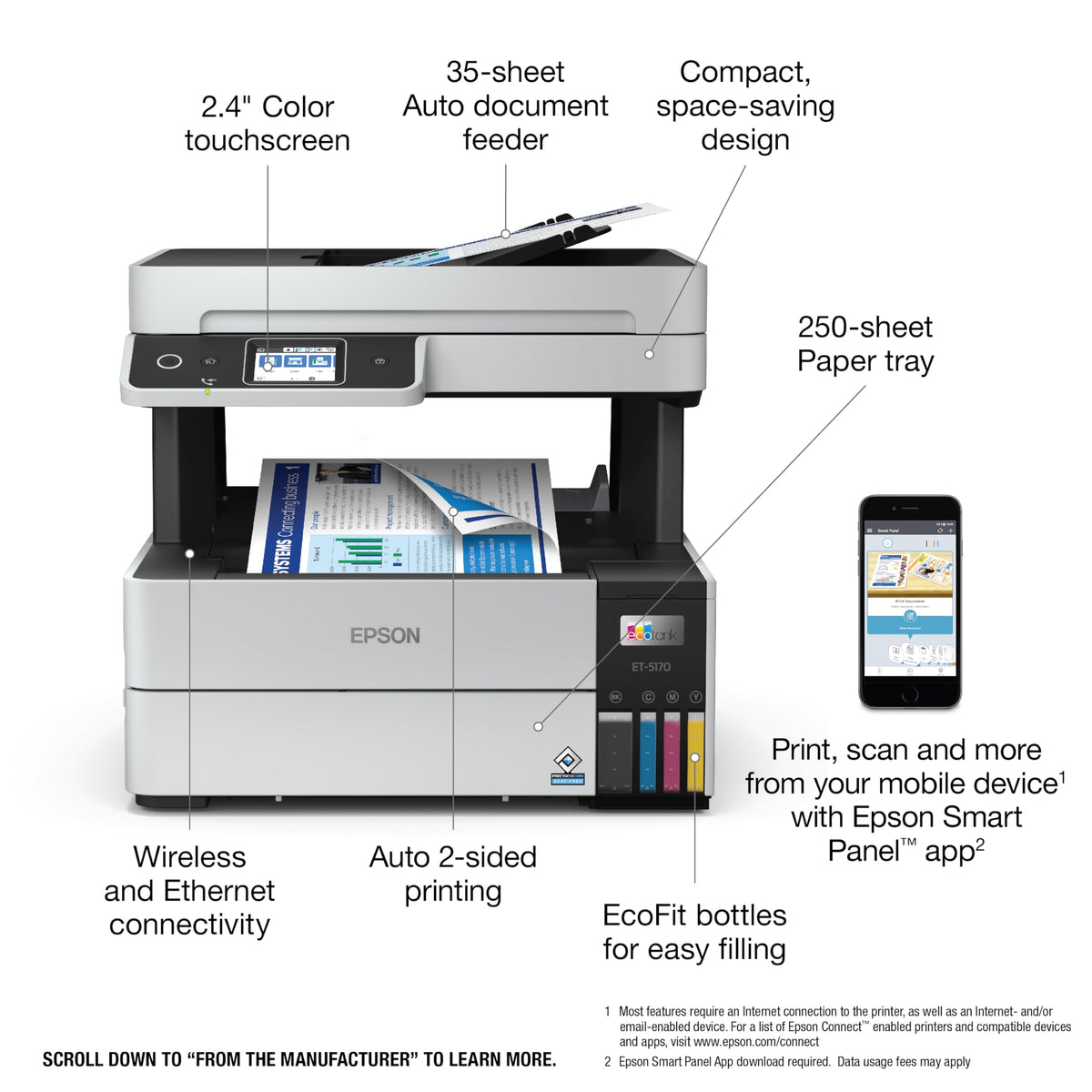 Epson EcoTank Pro ET-5170 Wireless Color All-in-One Supertank Printer