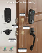 SMONET Smart Front Door Lock Set, Apple Home Key Built-in WiFi Deadbolt