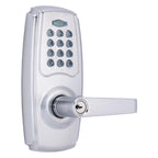 BRINKS ANSI Grade 2 Keypad Door Lock with Handle for Commercial & Residential Use, Keyless Entry Door Lock, 99 User Codes, Auto-Relock, Battery with Backup Keyway (Satin Nickel)