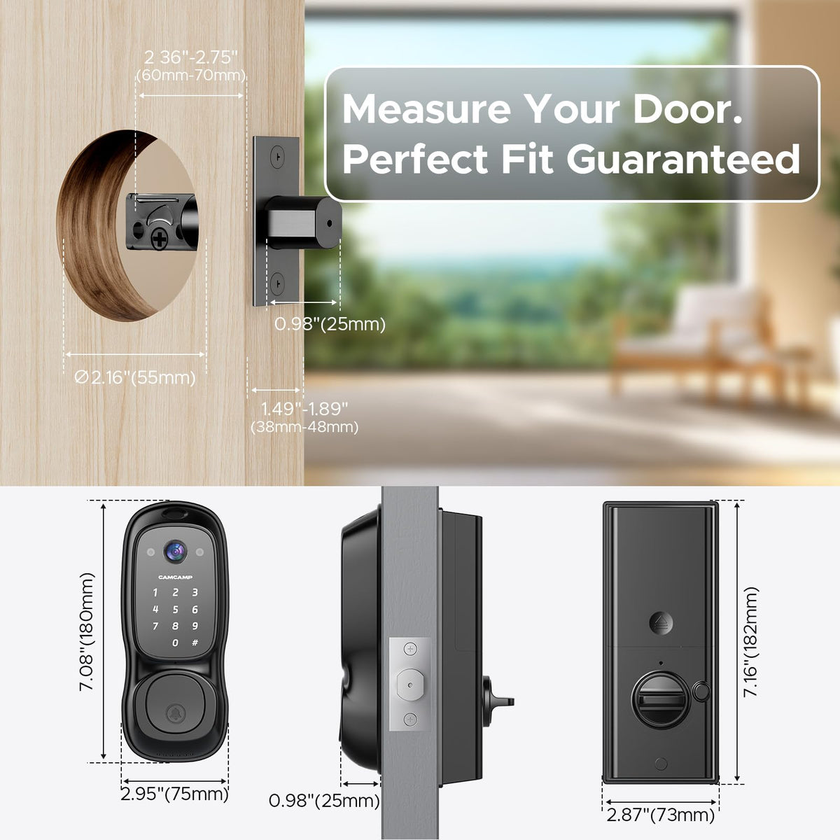 Smart Lock with Camera & Doorbell, 3-in-1 Smart Deadbolt for Front Door