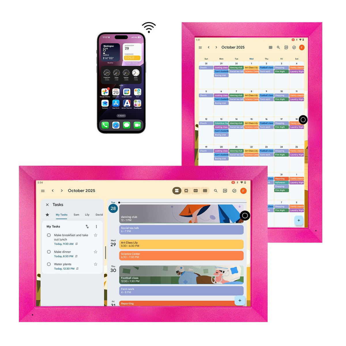 15.6" Digital Calendar & Chore Chart, Sync Google & iCloud, No Subscription