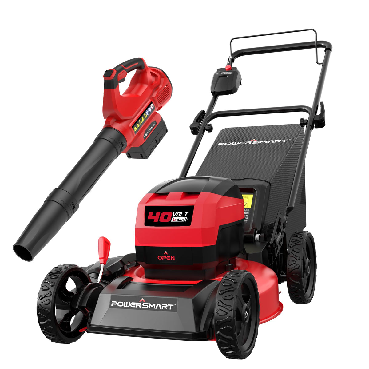 PowerSmart 40V 21" Cordless Lawn Mower + 465 CFM Leaf Blower, 3 Batteries
