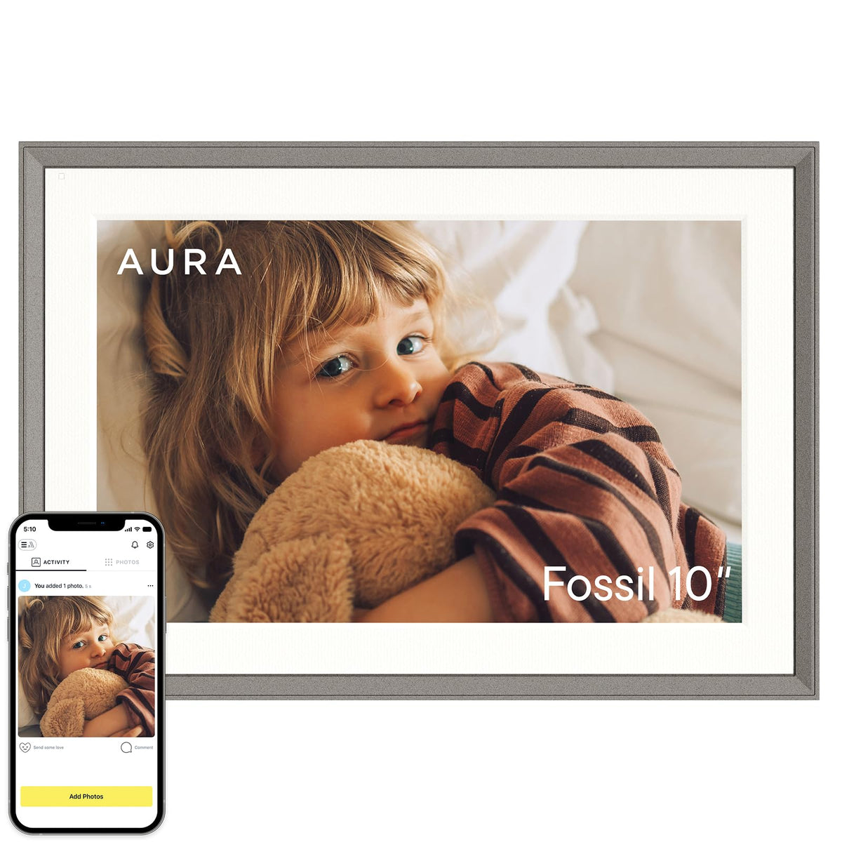 Aura Digital HD Picture Frame, Best Frame for Gifting, (10" - Carver Black)