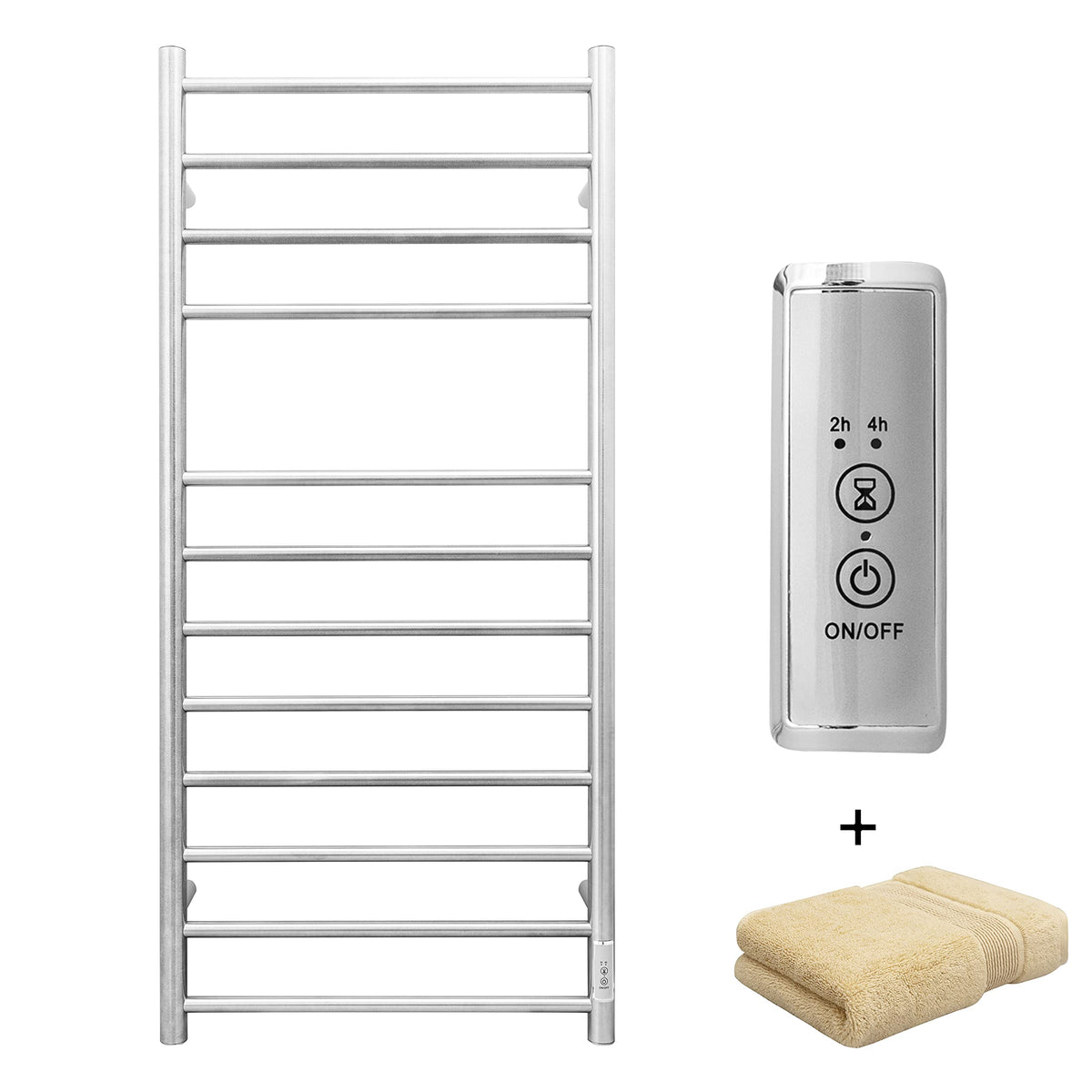 Smart WiFi Towel Warmer Wall Mounted with Built-in Timer and Temperature Adjust Control, 4 Bars Electric Stainless Steel Heated Towel Racks for Bathroom Matte Black