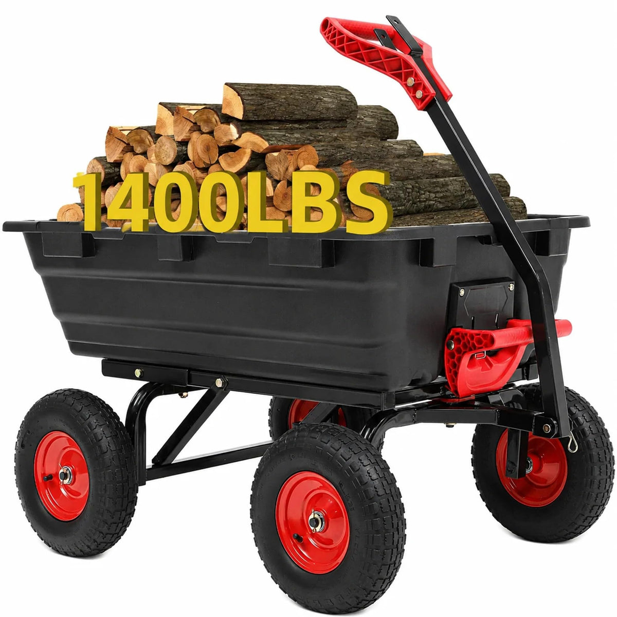 Autodaya 1400lbs Garden Dump Cart, Heavy Duty Wheelbarrow Wagon with Hitch