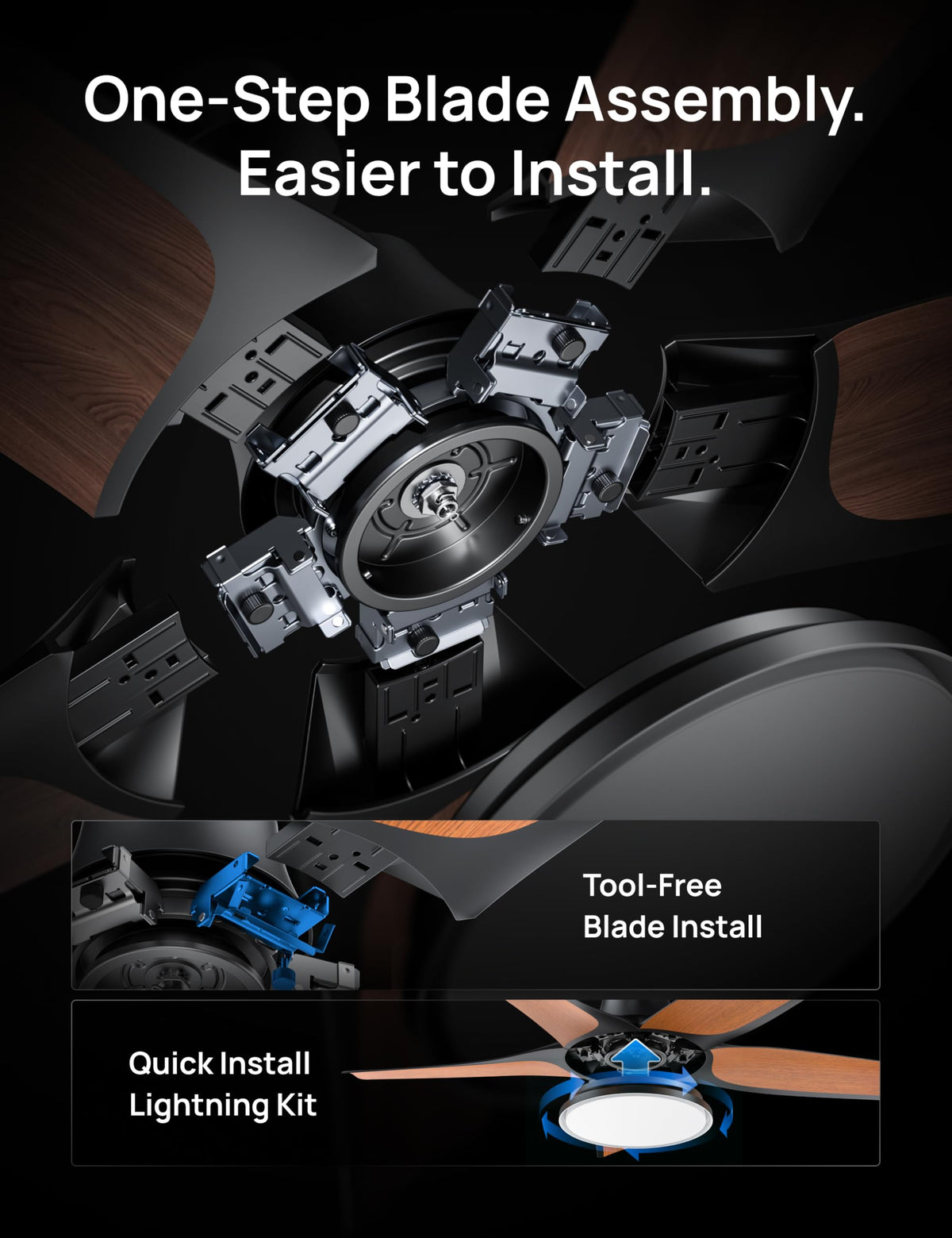 DREO Smart RGBIC Ceiling Fans with Lights, Low profile Ceiling Fan with Alexa/App, 52'' Dimmable Lighting & Color Tuning, 25dB Quiet for Living Room, Game Room, Easy Installation, Black, 2026 Upgraded