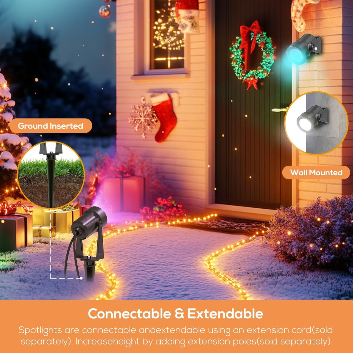 SUNTHIN Outdoor RGBW Landscape Lighting with Remote, Dusk to Dawn, 12 Pack