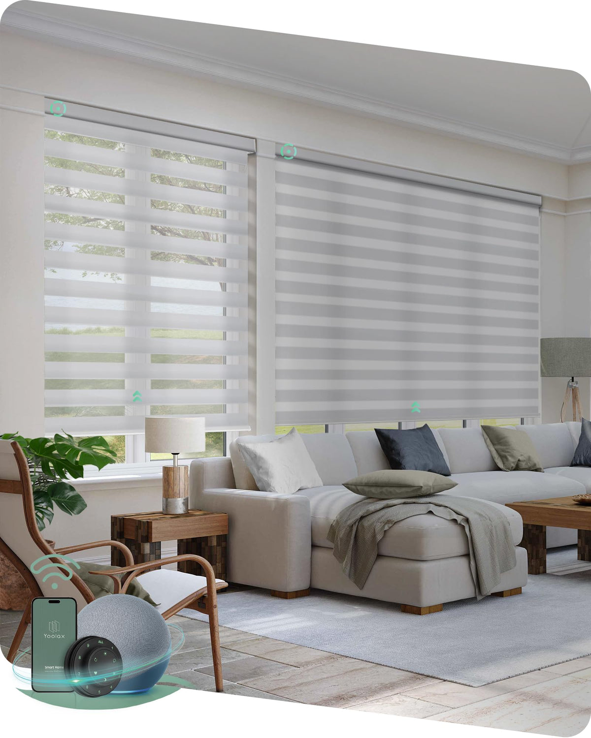 Yoolax Motorized Zebra Blinds with Remote, Room Darkening Smart Blinds