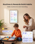 Apolosign 15.6-inch Digital Calendar, No-Subscription, Smart Wall Planner with Calendar Sync, Chore Chart, Meal, Apps & Dashboard, Electronic Display for Schedules, Dual Mode, with Stand (Teak)