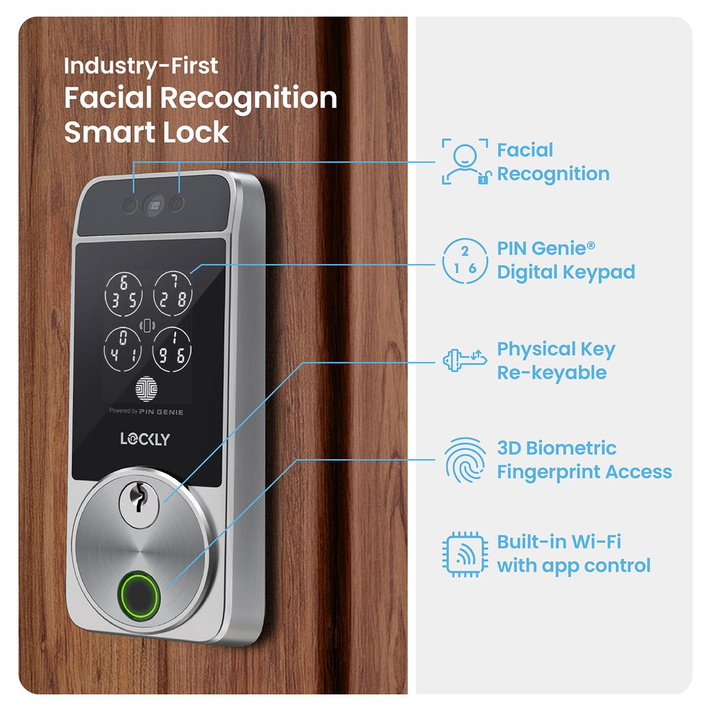 Lockly Visage Zeno Series Smart Lock with Facial Recognition, Fingerprint