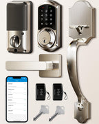 Veise VE06-H Smart Front Door Lock Handle Set, App Control, Satin Nickel
