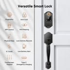 Fingerprint Smart Front Door Lock Set, Keyless Entry Door Lock with Handle, Smart Door Locks, Front Door Handle with Keypad and Deadbolt, Touchscreen, APP Control, Oil Rubbed Bronze