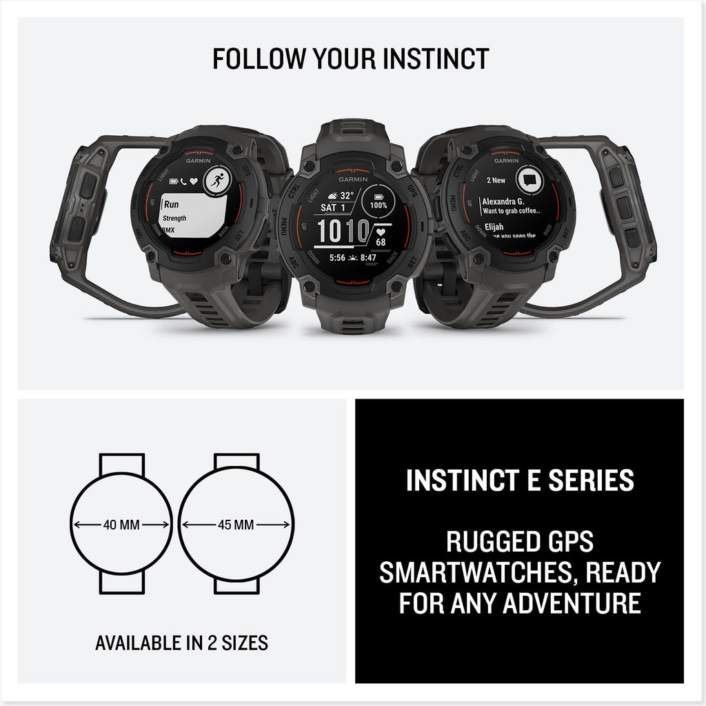Garmin Instinct® E, Rugged GPS Smartwatch, 45mm, Charcoal