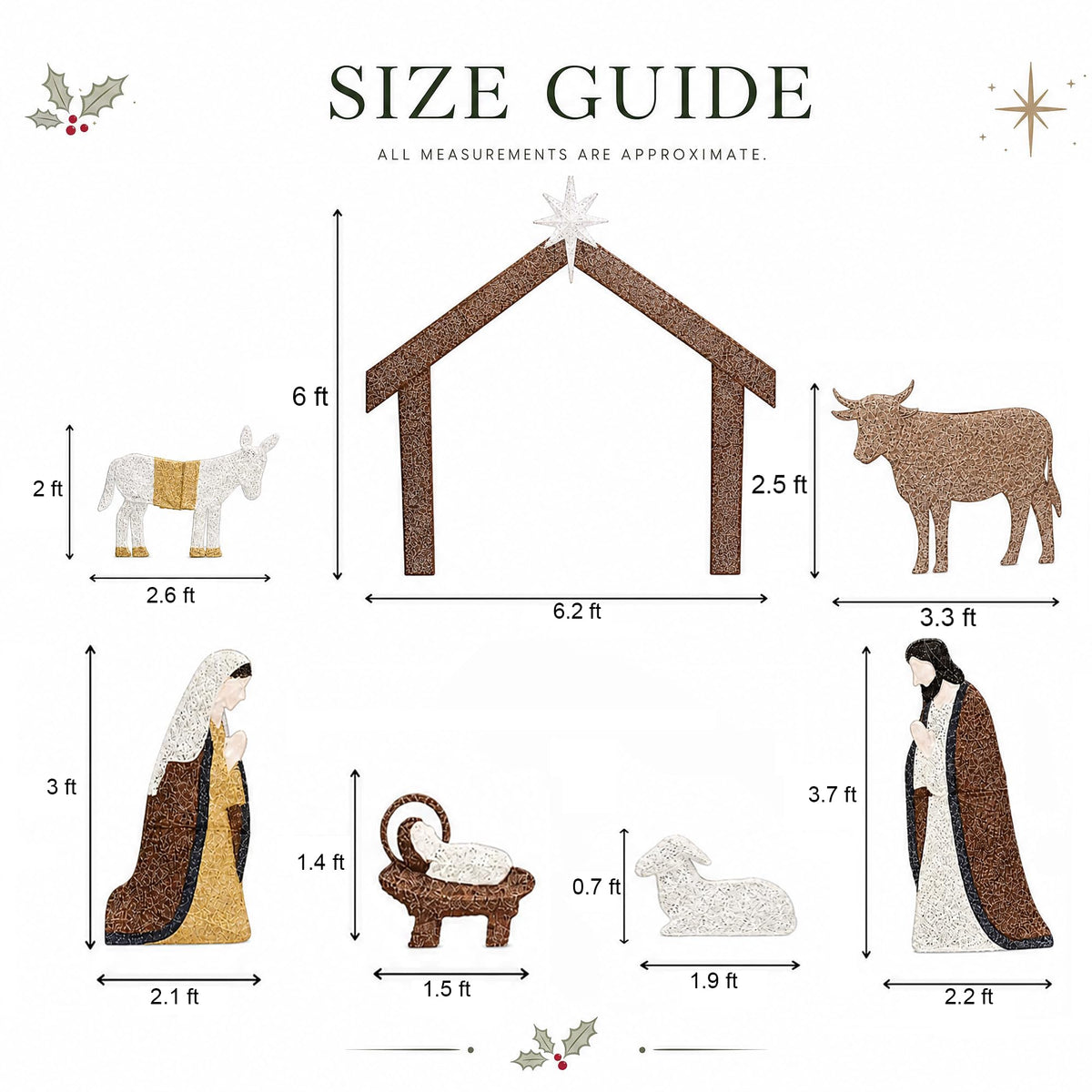Lighted Nativity Scene Outdoor 6 FT Christmas Decorations Yard