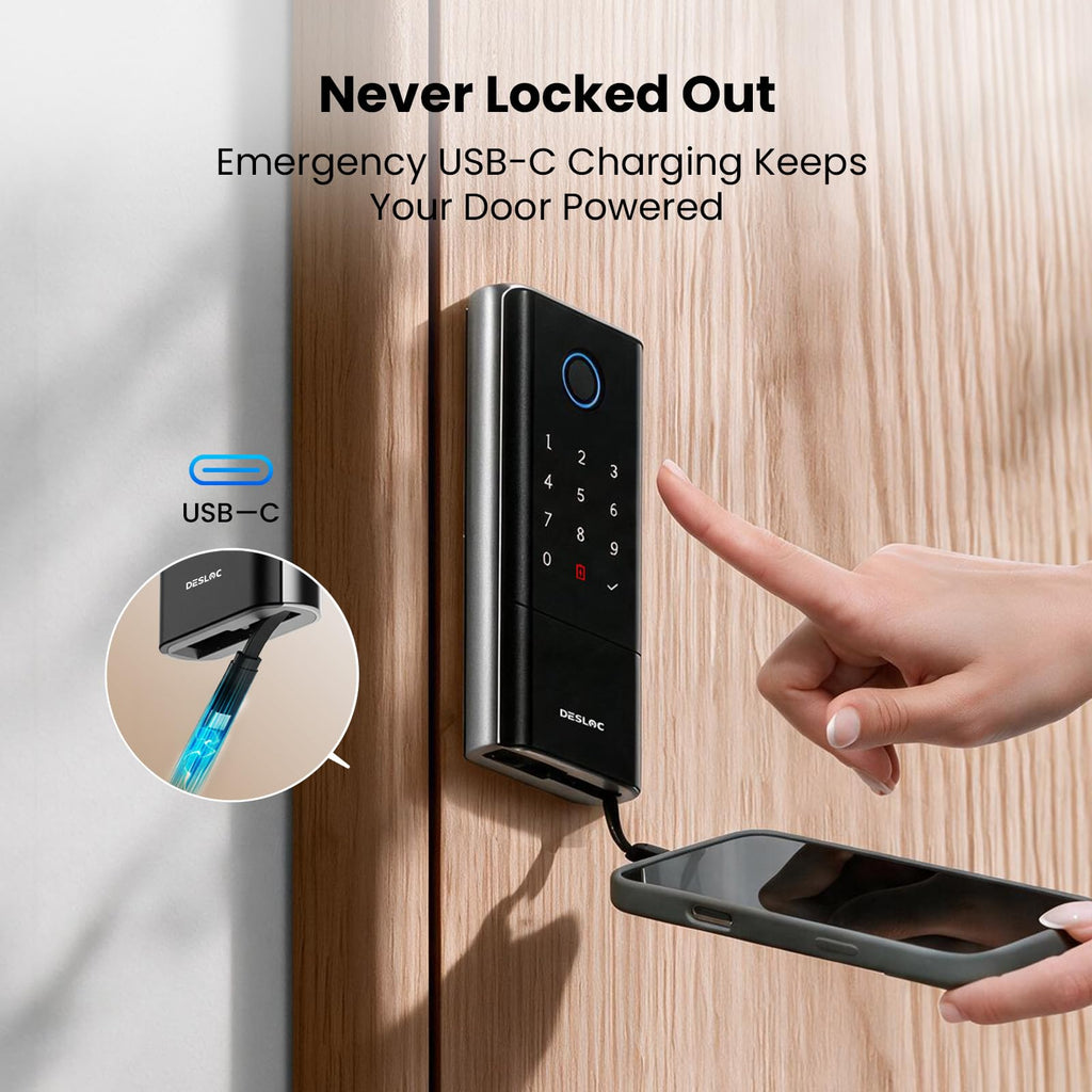 DESLOC Fingerprint WiFi Smart Lock, K120 Keypad Deadbolt Up to 16 Months