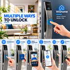 Smart Lock with Face Recognition: Biometric Palm Vine & Fingerprint, Video Intercom, Wishome APP Control, Keyless Entry Door Lock with HD Camera Display, Anti-Theft Alarm (Silver)