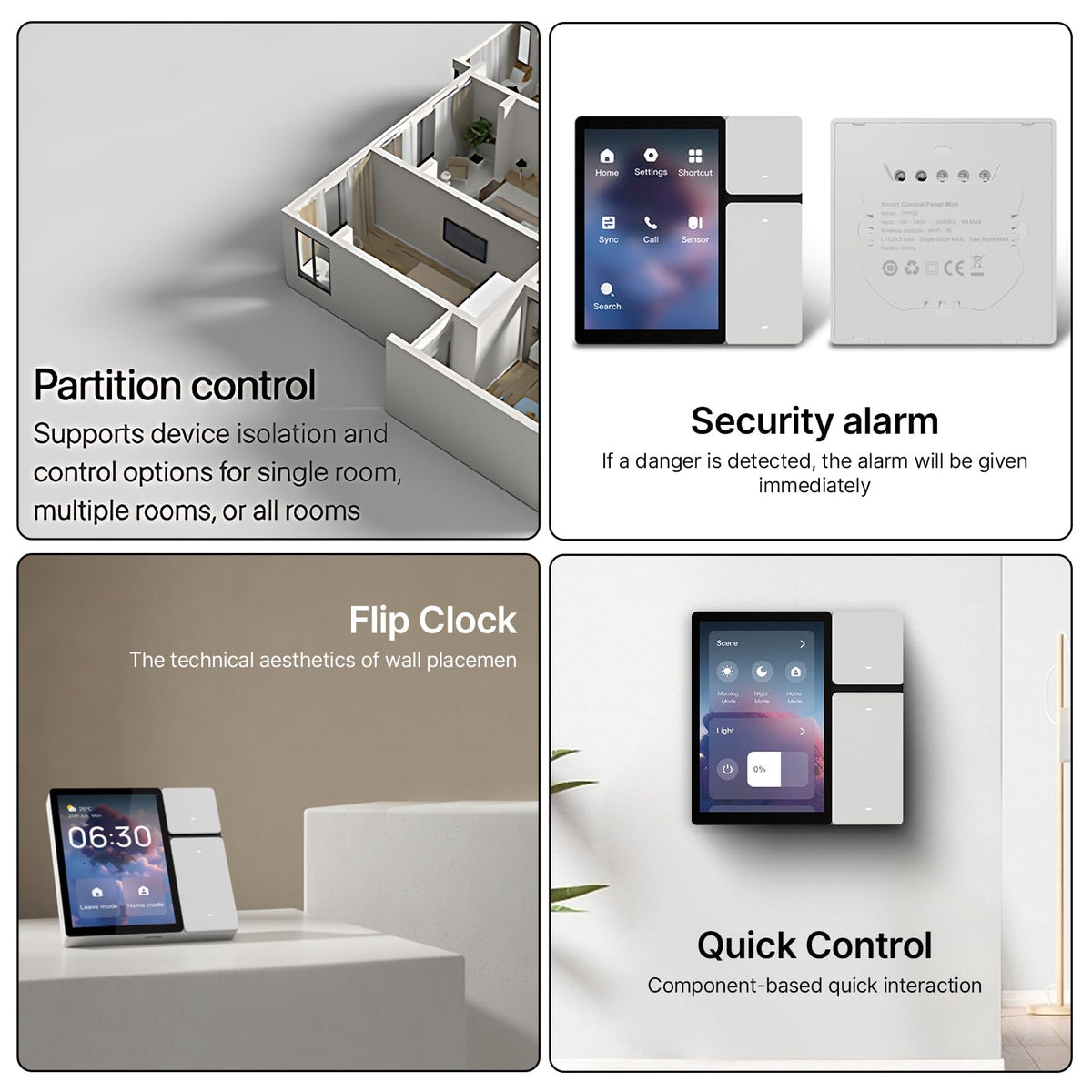 Smart Home Control Panel 3.5 Inch Touchscreen with Built in IR and Voice Assistant All in One App Control for Home and Office White 9x9x4.5cm