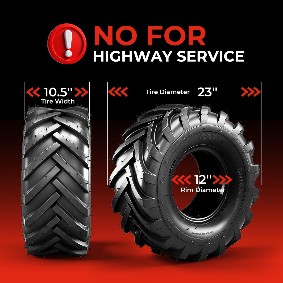 23x10.50-12 Lawn & Garden Mower Tires, Set of 2,6 Ply Tubeless