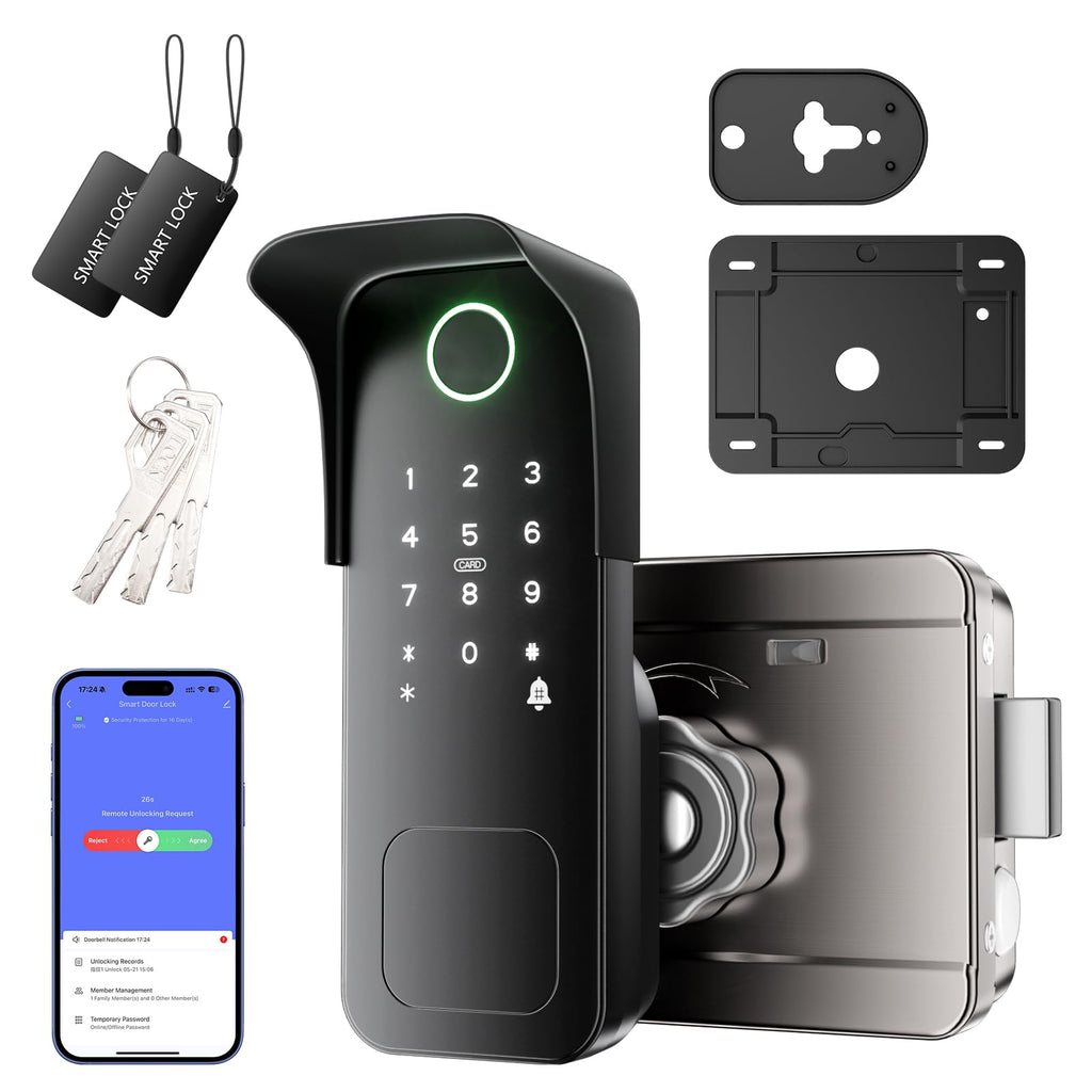 Smart Gate Lock, Electronic Gate Locks for Outdoor Fence, Smart Rim Lock