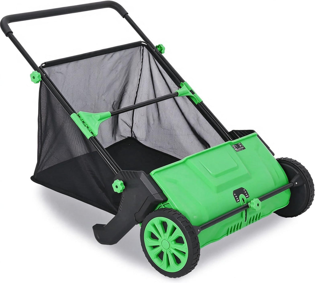 IDEALHOUSE Push Lawn Sweeper 26 Inch with Large 7 cu.ft. Hopper Bag