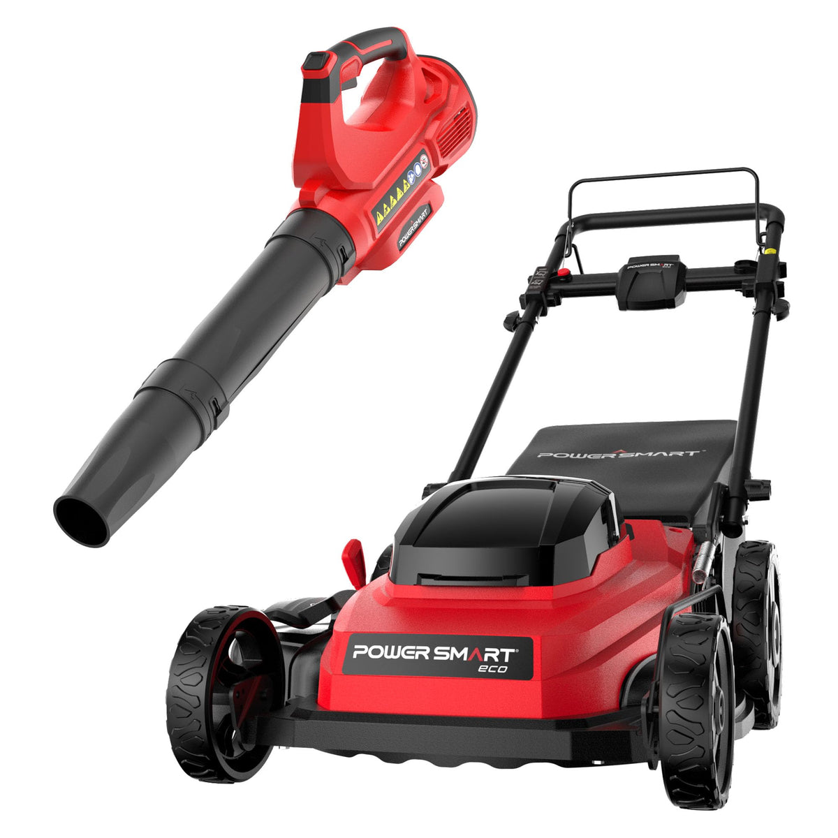 PowerSmart 40V 21" Cordless Lawn Mower + 465 CFM Leaf Blower, 3 Batteries