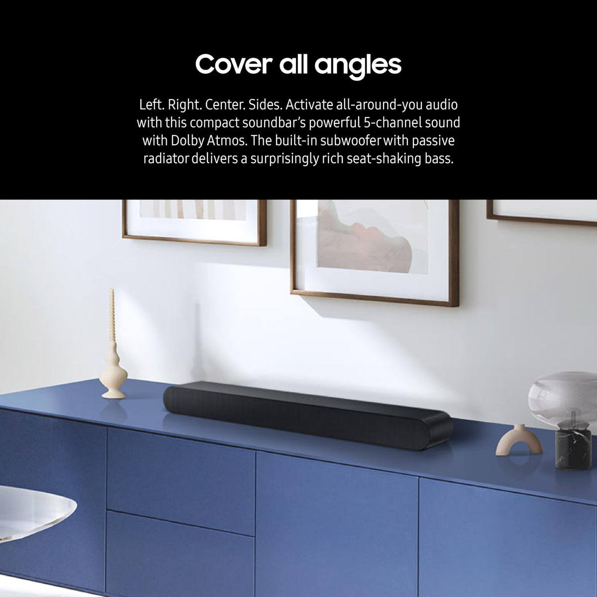 SAMSUNG S60D 5.0ch Soundbar w/Wireless Dolby Atmos Audio, All-in-One Design, Q-Symphony, SpaceFit Sound Pro, Adaptive Sound, Game Mode Pro with Alexa Built-in, HW-S60D/ZA