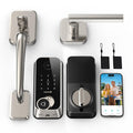 Smart Front Door Lock Sets: 2K HD Camera Lock with Doorbell Kits, Hornbill Fingerprint Keyless Entry Door Lock with Handles, WiFi Deadbolt (only 2.4G) for Remote Control, Auto Lock,Satin Nickel
