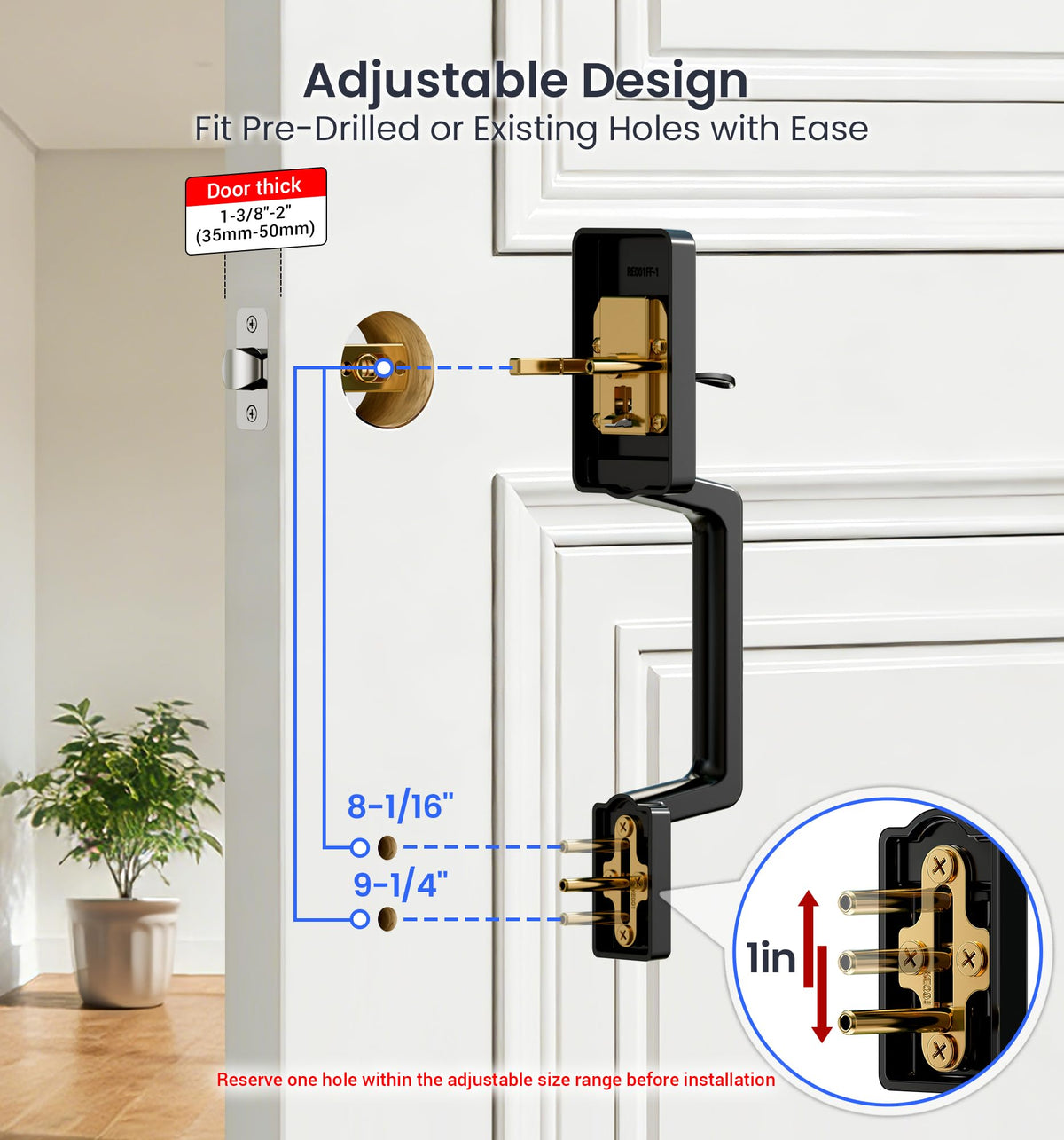 Veise VE017-D Fingerprint Smart Front Door Lock Set, Matte Black