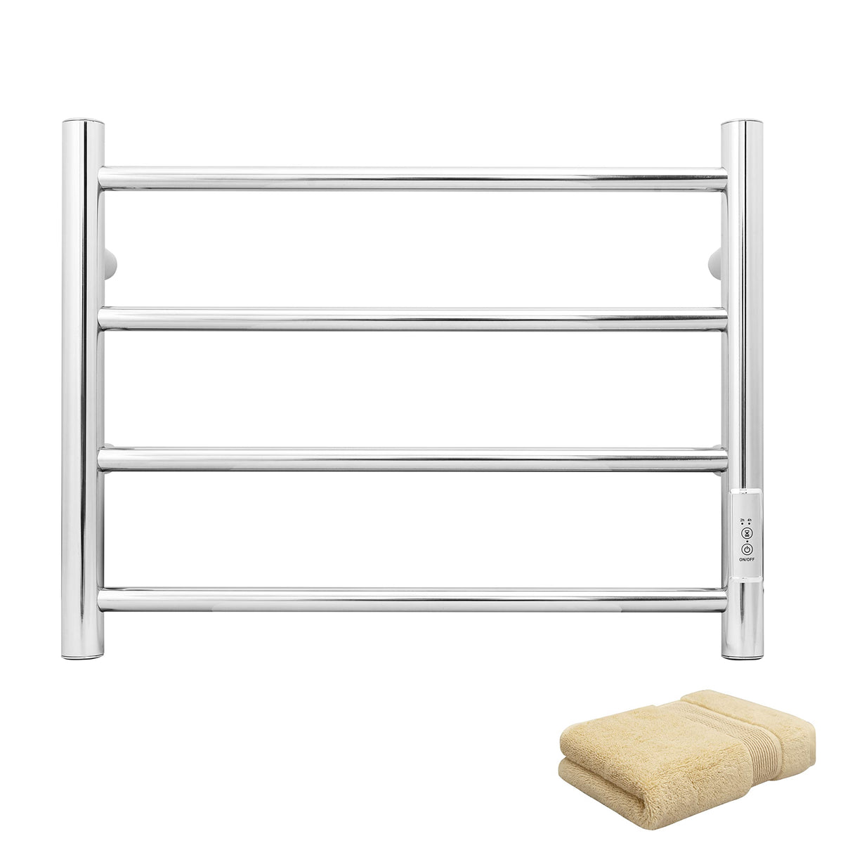 Smart WiFi Towel Warmer Wall Mounted with Built-in Timer and Temperature Adjust Control, 4 Bars Electric Stainless Steel Heated Towel Racks for Bathroom Matte Black