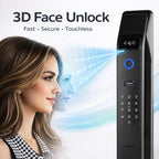 3D Face Recognition Smart Door Lock with Video Intercom, Tuya App Remote Access, Biometric Fingerprint & Palm Print Unlock, Heavy Duty Aluminum Mortise Lock for Home & Office (Black)