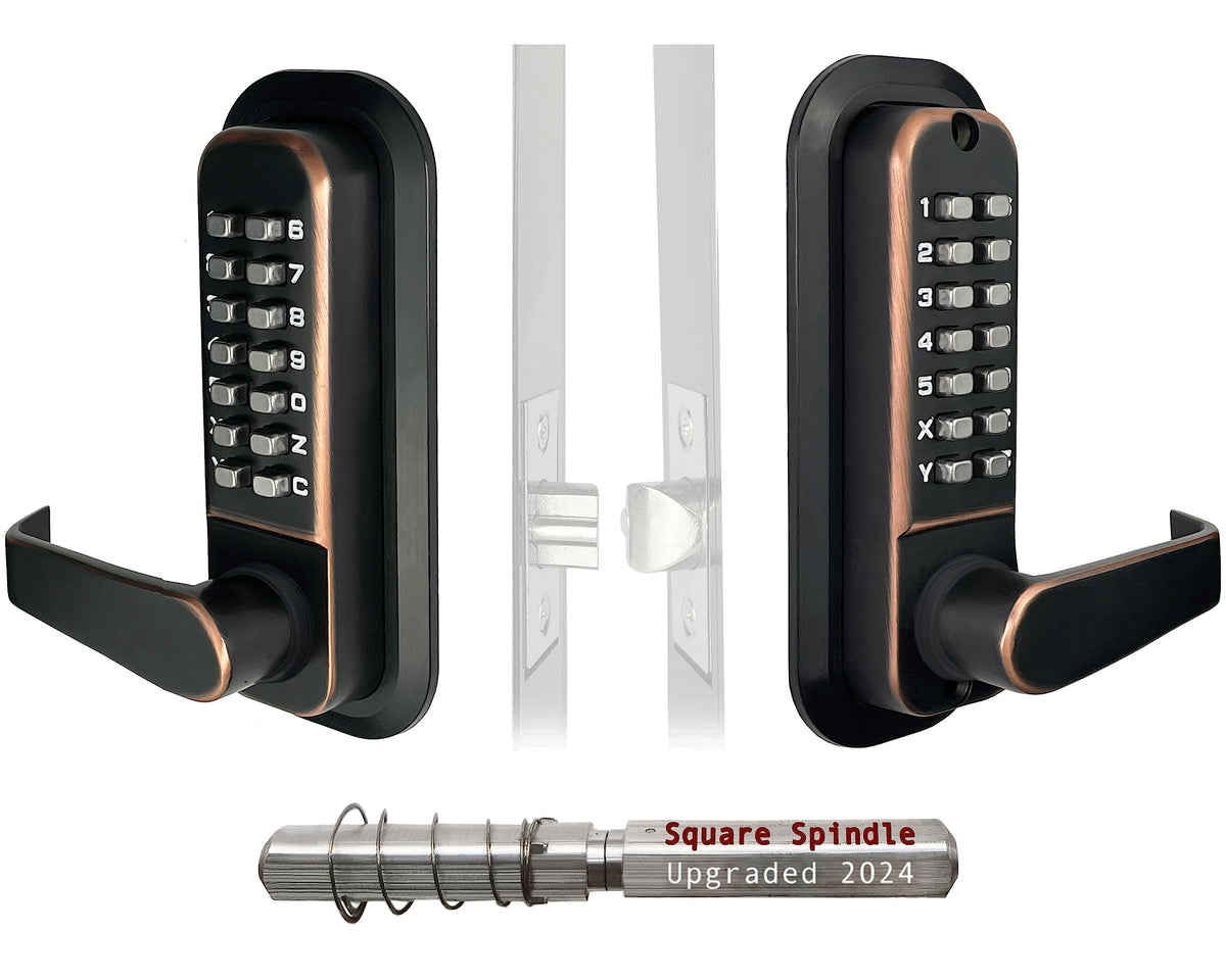 Double-Sided Mechanical Keyless Door Lock Lever Handle Matte Black