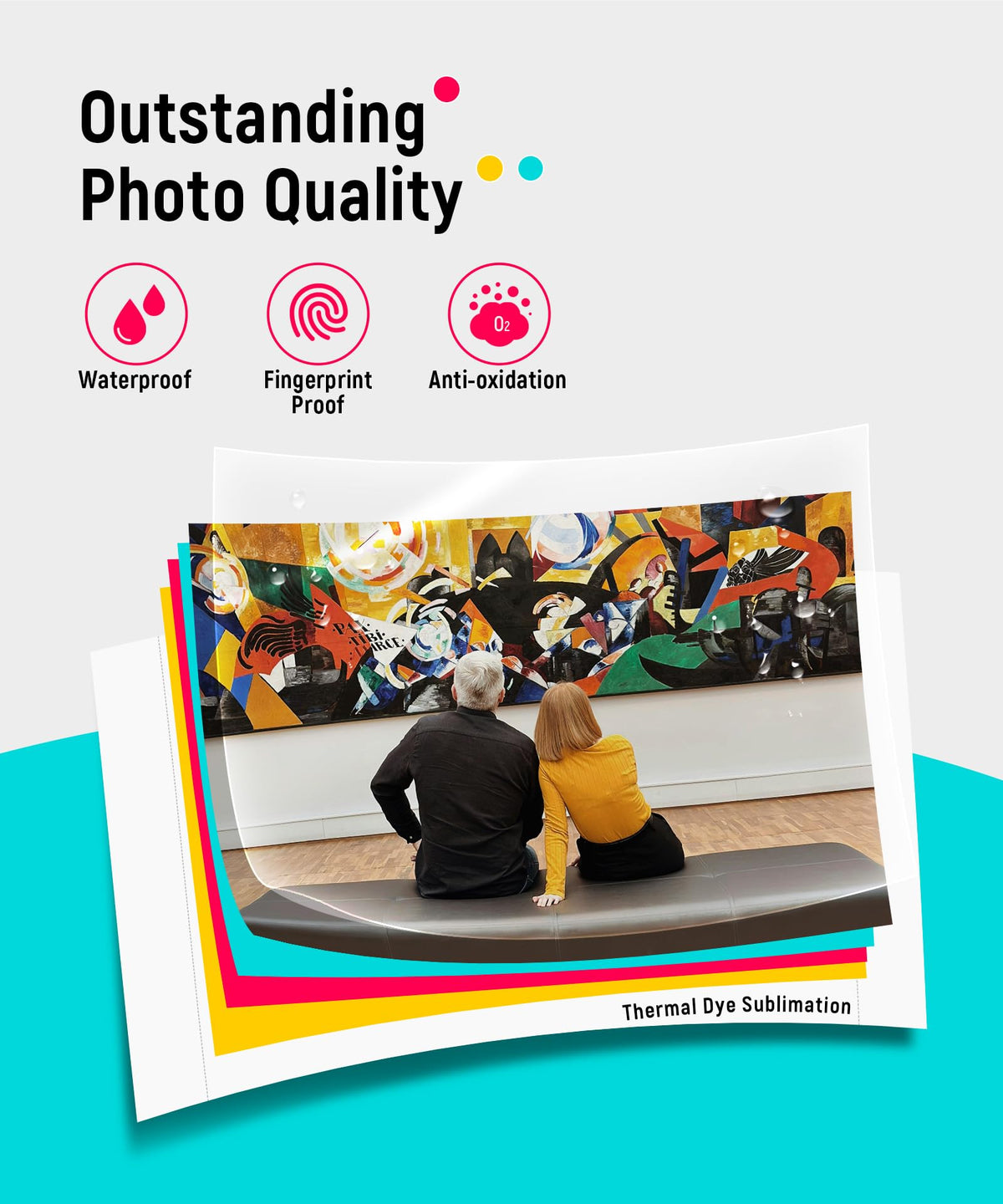 Liene White M200 4x6'' Photo Printer Battery Edition, Wireless Photo Printer for iPhone Android, Dye Sublimation Printing Full-Color Photo 20-Sheet, Portable Picture Printer Ideal for Travel Home Use