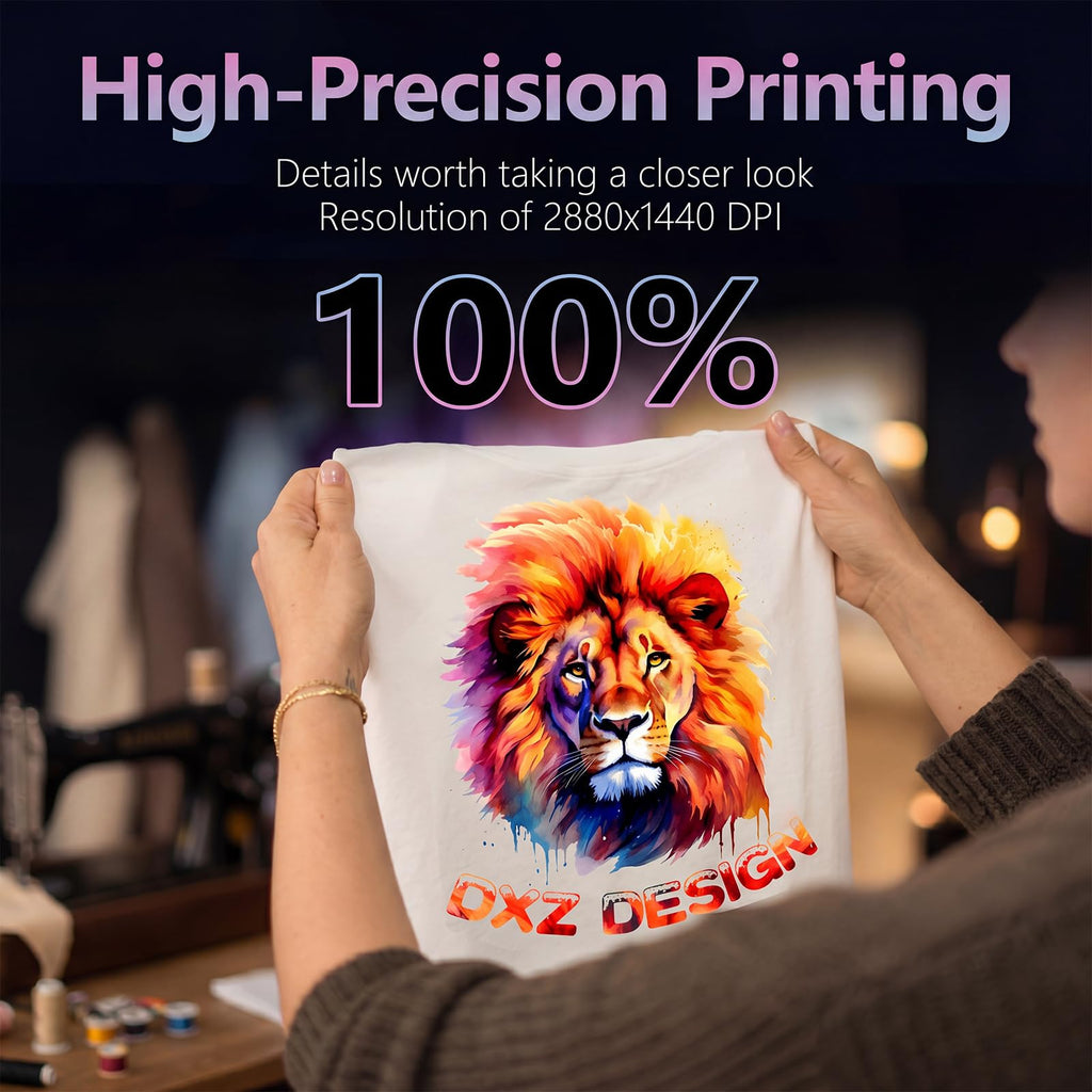 DXZ 2026 14'' A3 DTF Printer Bundle, F1080 Printhead High Speed DTF Machine for Multi-Fabric, One-Click Print-to-Bake & 24/7 Auto-Maintenance, 2-Year Ink Included