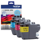 Brother Genuine LC402XL 3PK 3 Pack of High Yield Cyan, Magenta and Yellow Ink Cartridges, Black
