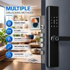 Smart Door Lock with Handle – Keyless Entry Deadbolt with Fingerprint, Touchscreen Keypad, Tuya App Control, Passcode & Key, Doorbell, Auto Lock Electronic Front Door Lock for Home Security, Black