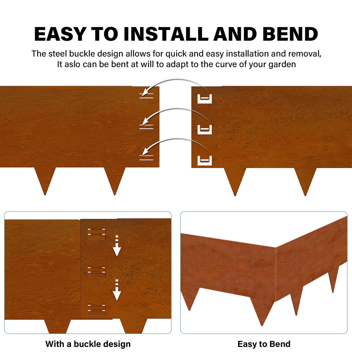 Cor-Ten Steel Landscape Edging 12 Inch,6-Pack (20Ft Total)