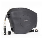 HOSELINK Classic Charcoal 100ft Automatic Retractable Garden Hose Reel, 1/2" UV-Stabilized Kink-Free Hose, Wall Mounted Complete Watering Solution for Backyard, Garden & Outdoor