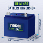 TYKOOL 480CCA, Group U1 Lithium LiFePO4 Lawn Mower Battery,Garden Tractor Battery, Fits for Ride on Lawn Tractor and Mower,Compatible with John Deere,Cub Cadet,Craftsman,Troy-Bilt Mower, and Generator