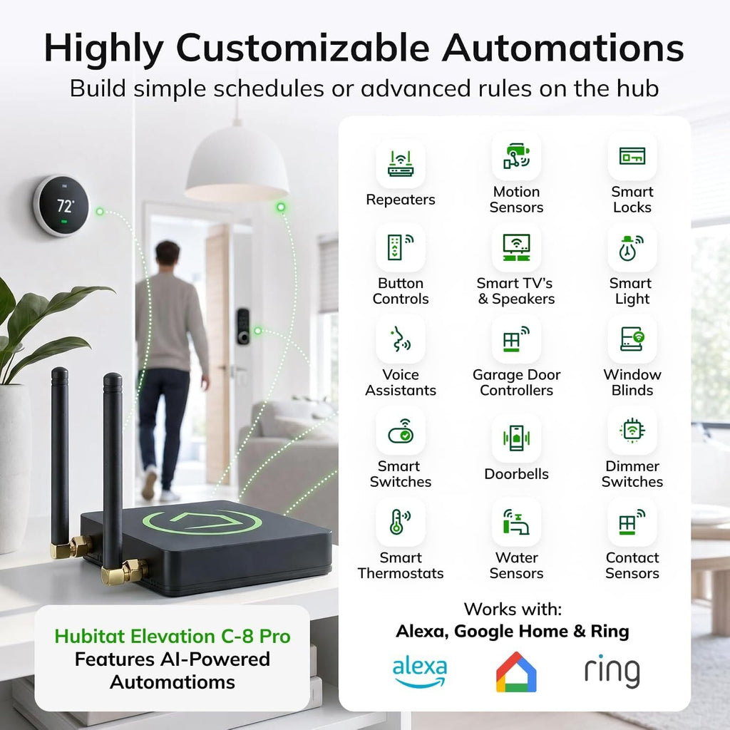Hubitat Elevation C-8 Pro Smart Home Hub - Z-Wave Zigbee Matter